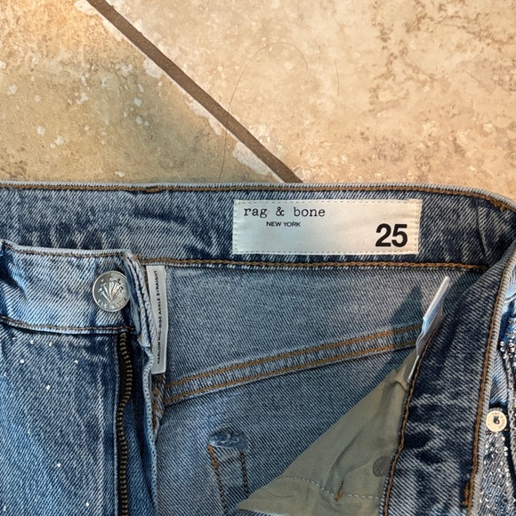 Rag & Bone Blue Harlow ankle straight Jean in Lyra with Jewel - Picture 2 of 5